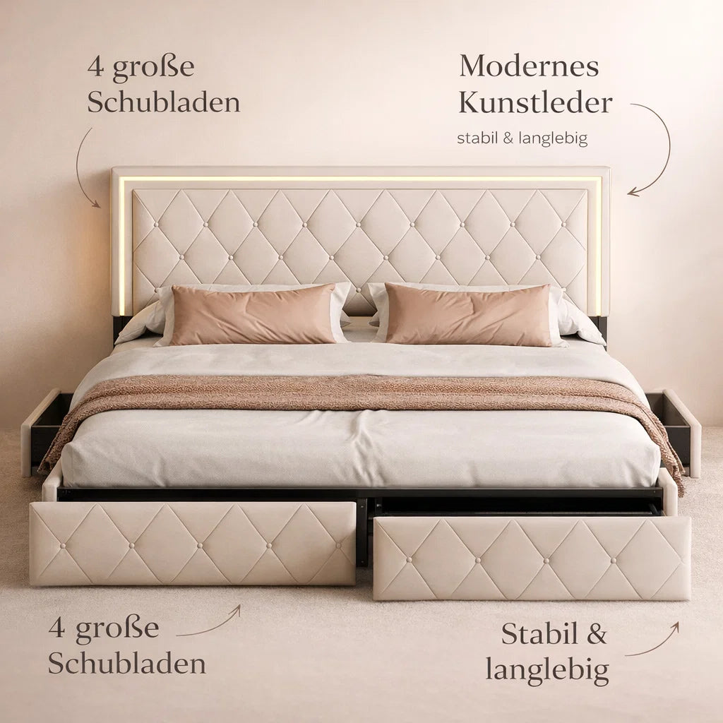 Elegantes Stauraum Bett